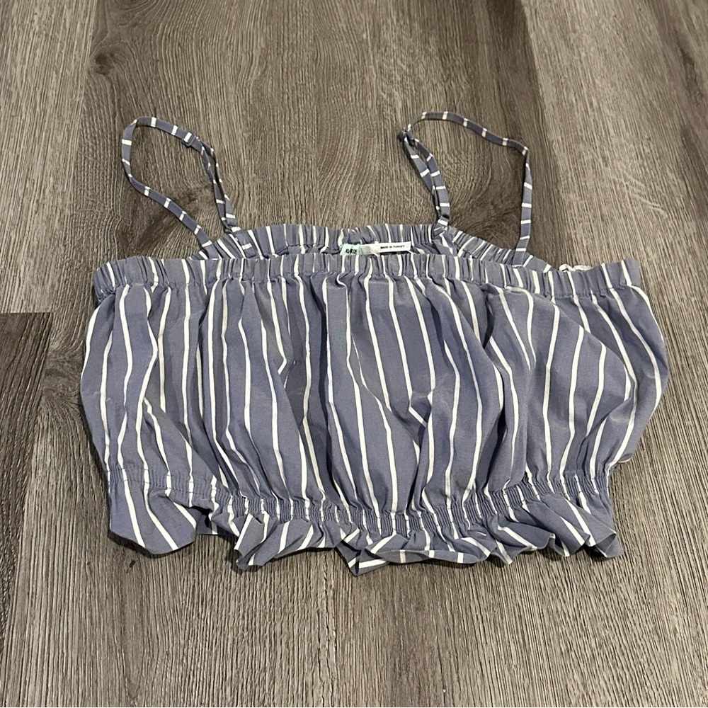 Urban Outfitters Kimchi Blue Elaina Striped Ruffle Crop Top
